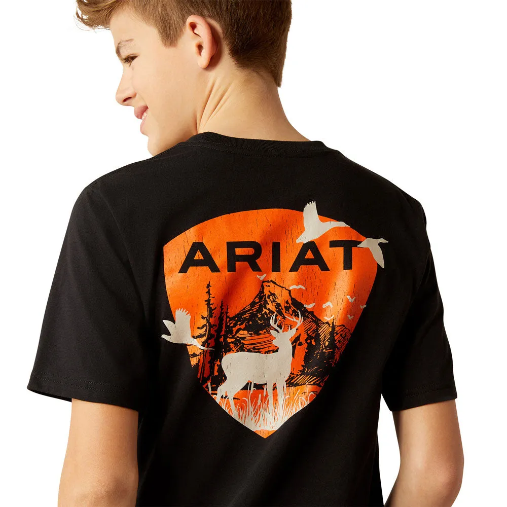 10054012 Ariat Boys' Ariat Outdoor Game Short Sleeve T-Shirt - Black