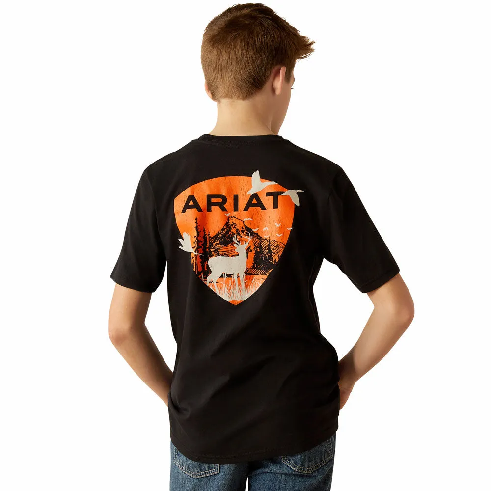 10054012 Ariat Boys' Ariat Outdoor Game Short Sleeve T-Shirt - Black