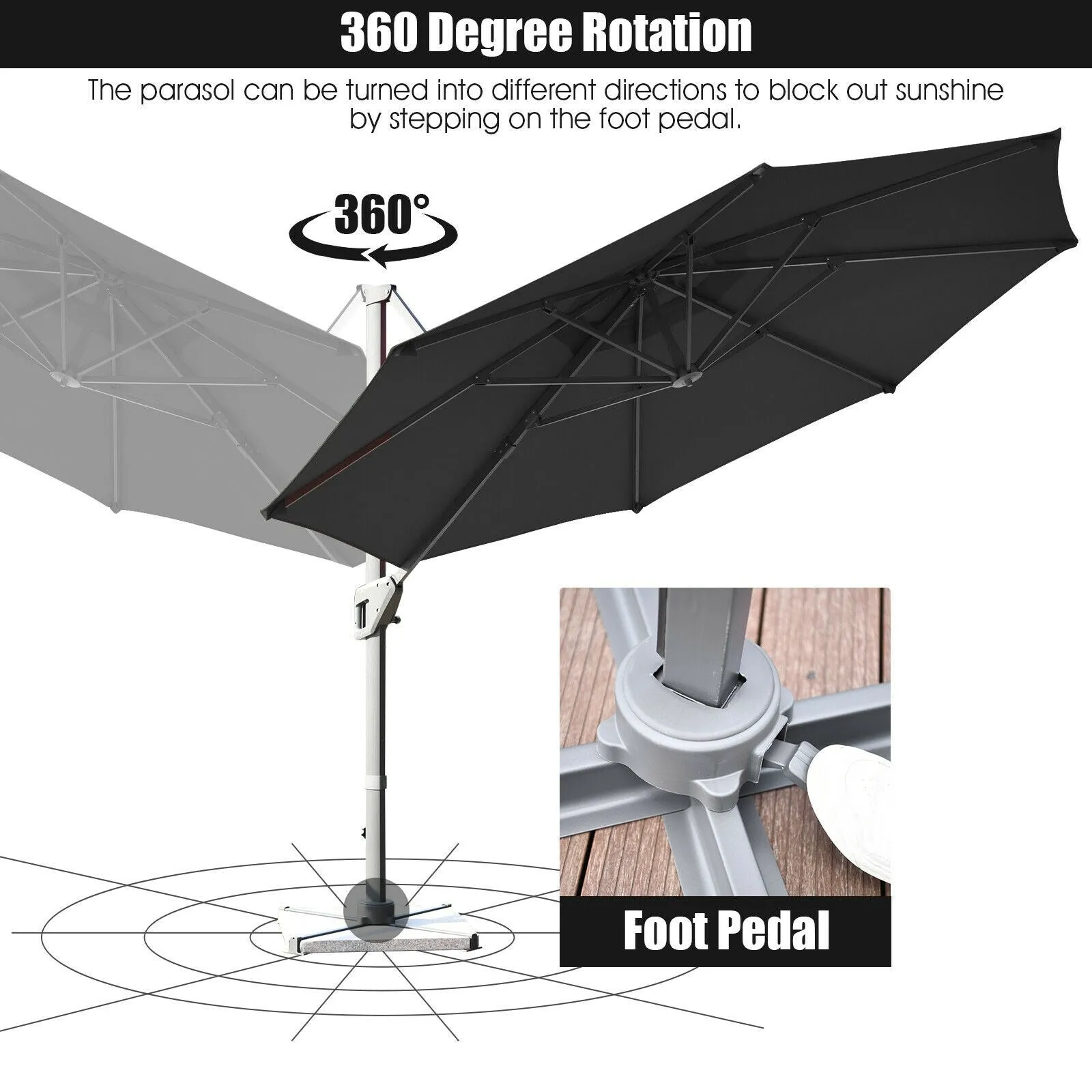 11ft Patio Offset Umbrella - Gray