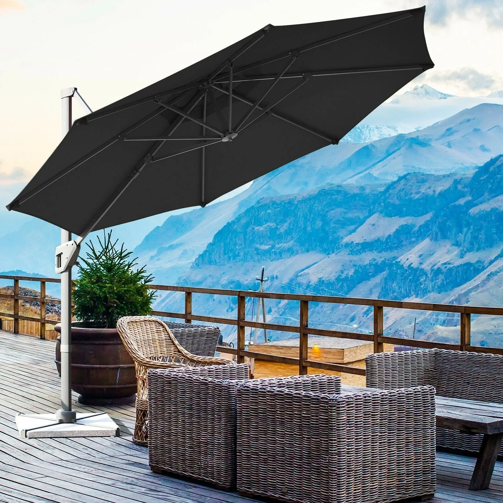 11ft Patio Offset Umbrella - Gray