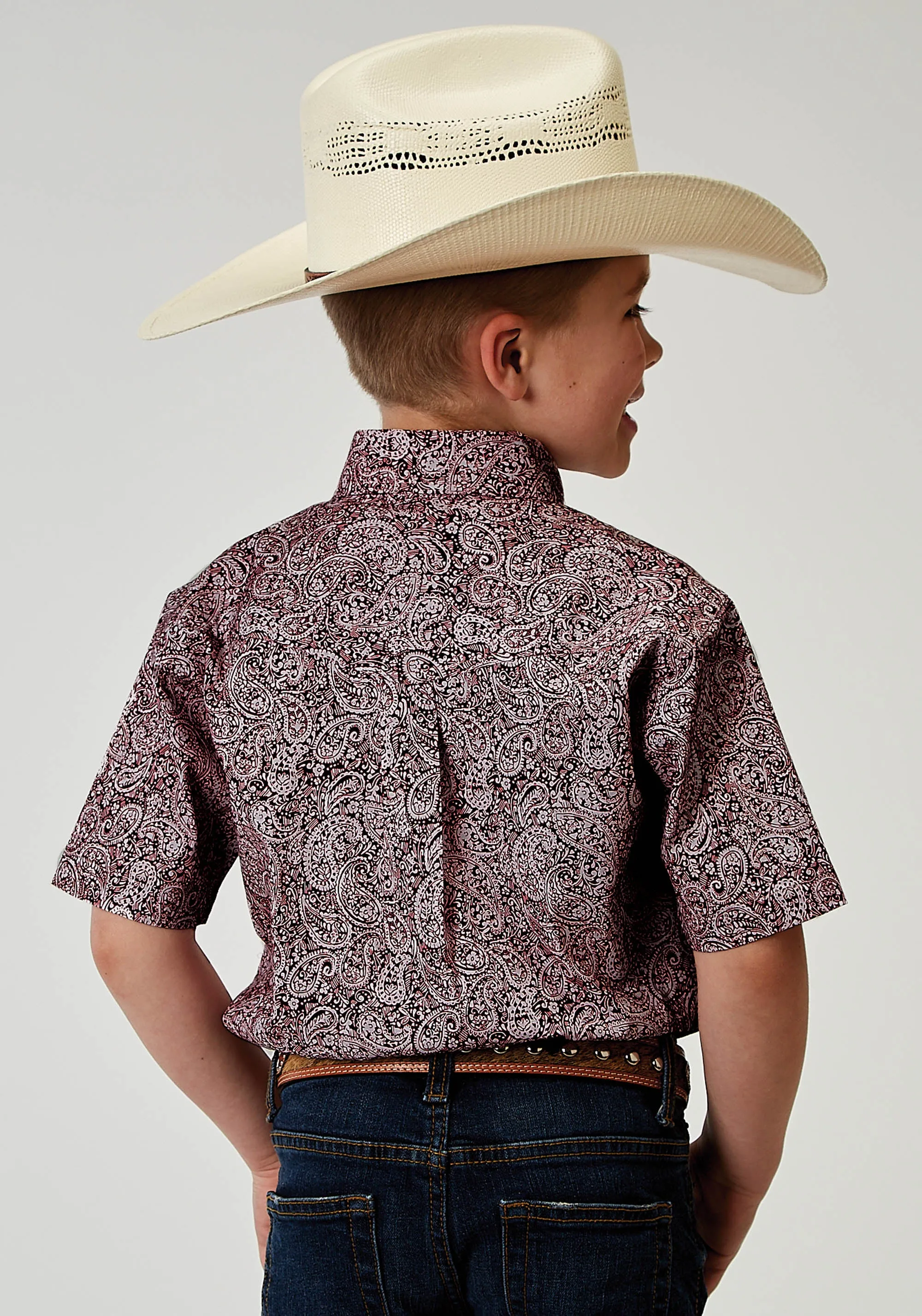 1944 STRETCH POPLIN - RED PAISLEY