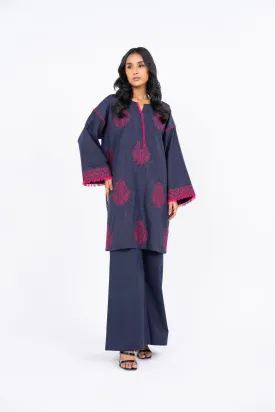 2 Pc Embroidered Dobby Suit With Cambric Trouser