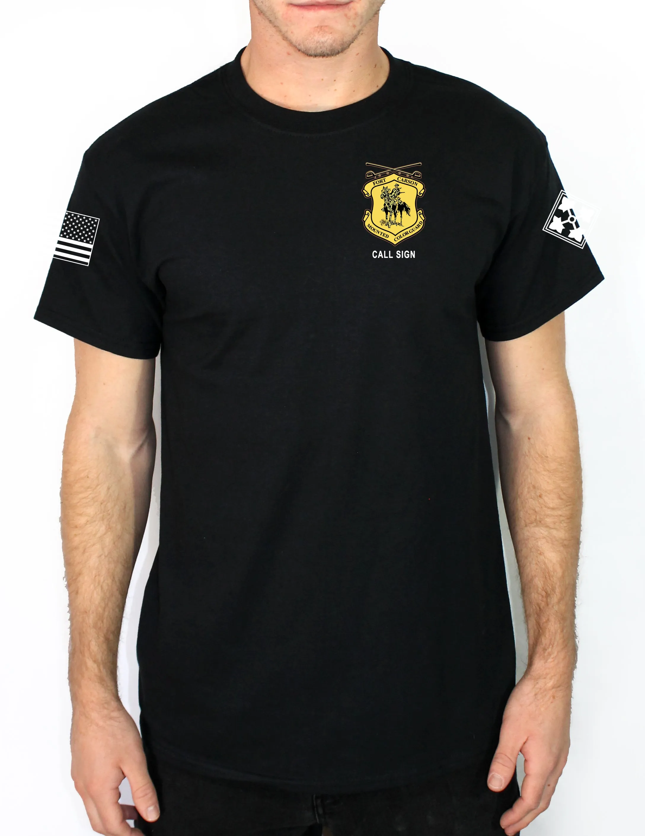 50-50 Blend Black Unisex PT Short Sleeve Shirt. Approved for PT