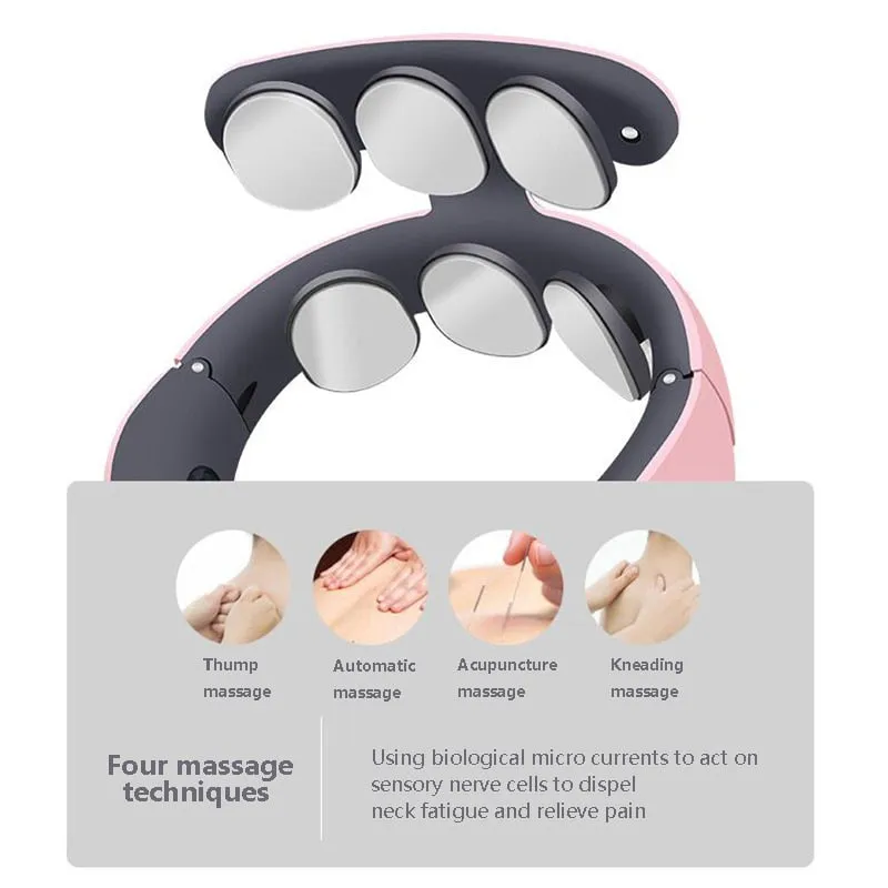 6 Heads Neck Massager Shoulder Cervical Massager Multifunctional Electric Hot Compress Pulse Neck Protector Rechargeable Massage