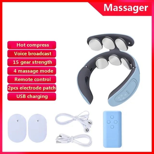 6 Heads Neck Massager Shoulder Cervical Massager Multifunctional Electric Hot Compress Pulse Neck Protector Rechargeable Massage