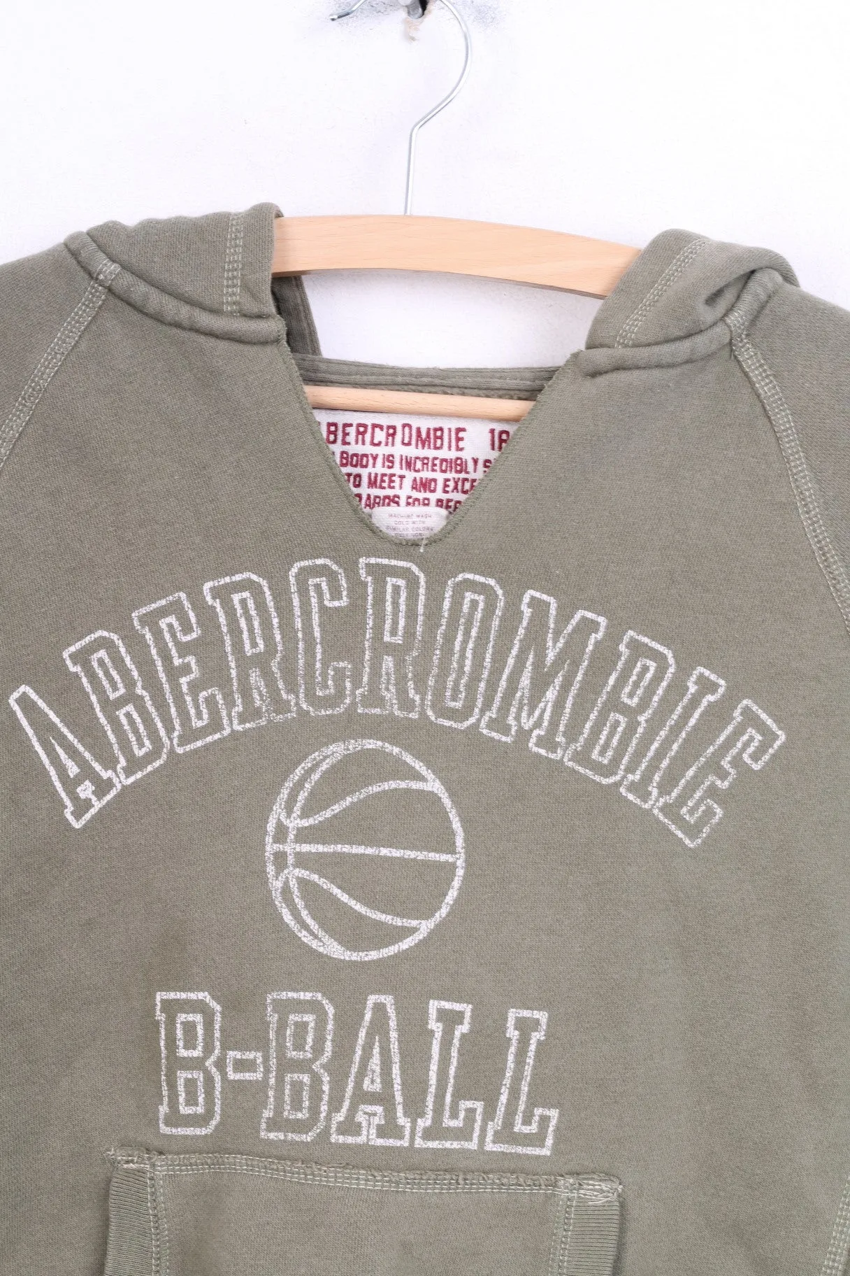 Abercrombie 1892 Womens M Sweatshirt Jumper Hood Khaki Cotton