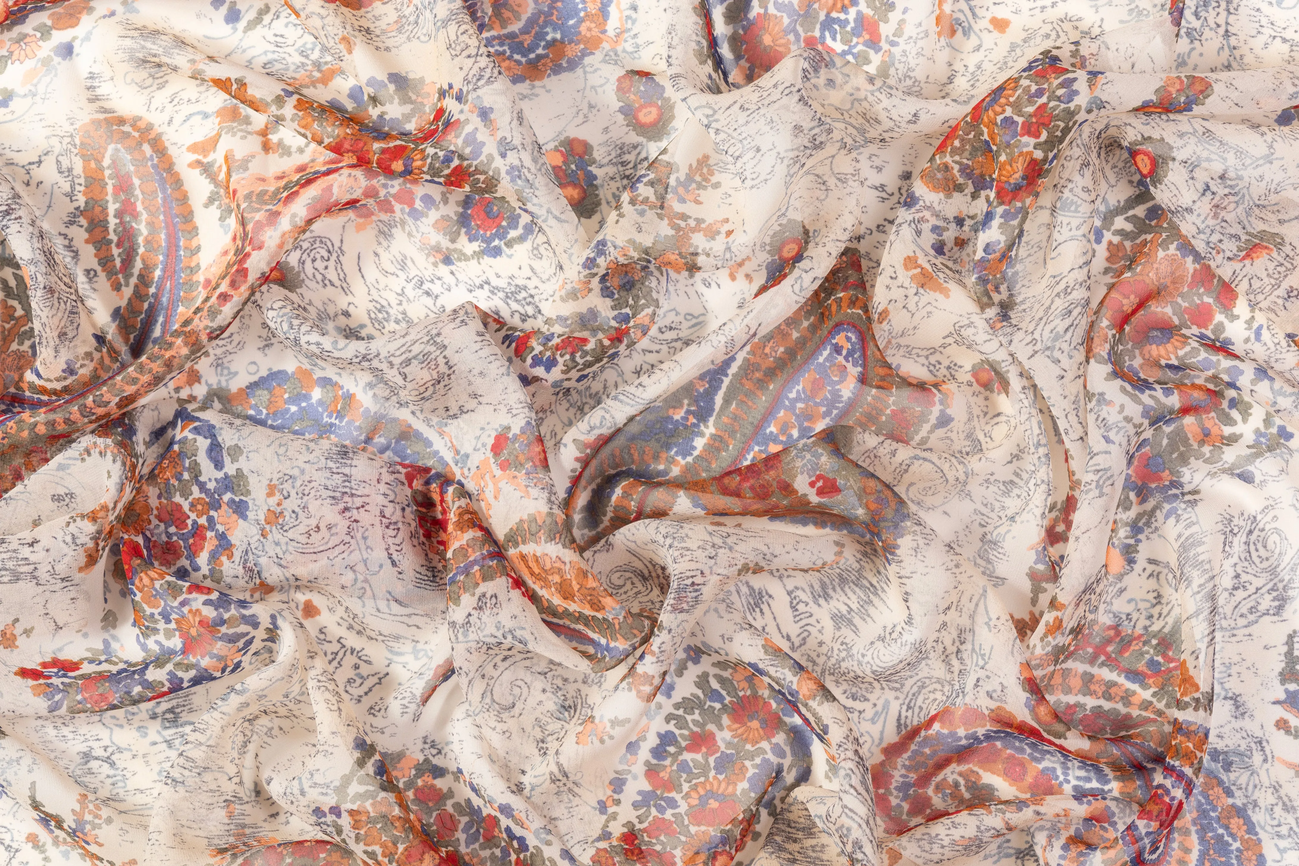 Abstract Paisley Silk Georgette - Multicolor