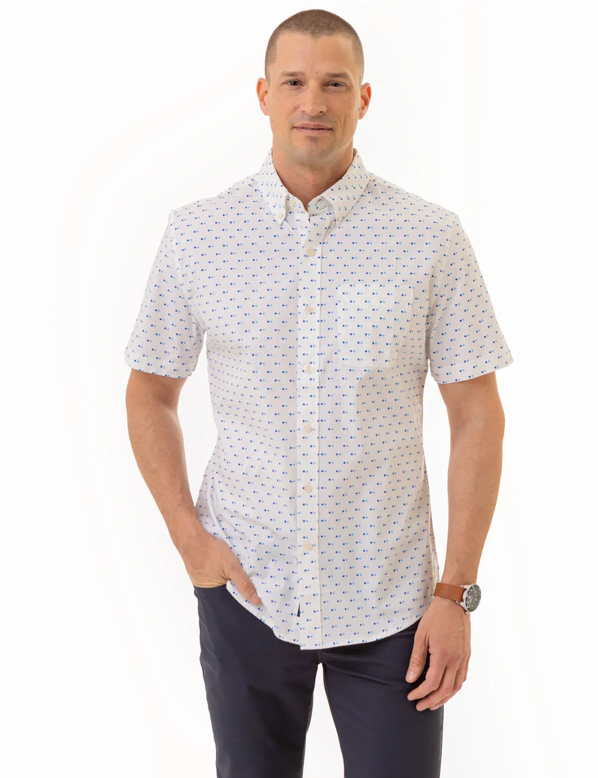 ALL OVER DOUBLE DOT PRINT SHORT SLEEVE SHIRT