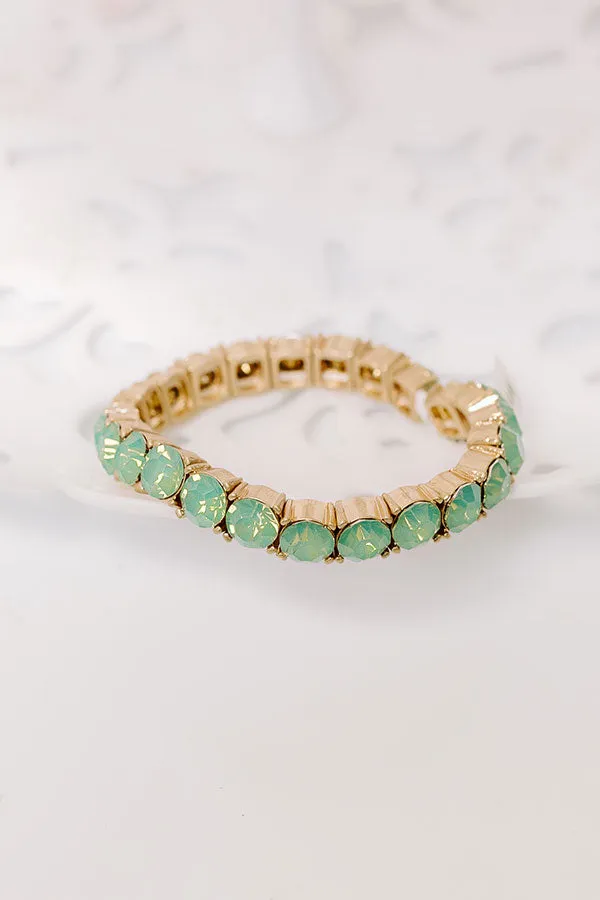 All The Sparkles Stretch Bracelet in Mint