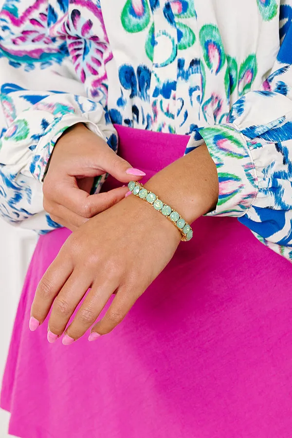 All The Sparkles Stretch Bracelet in Mint