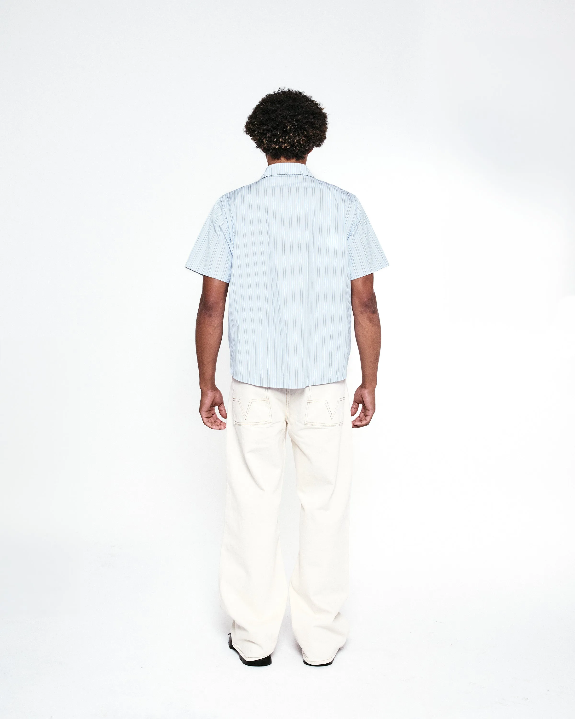 Banker Stripe Short Sleeve Camp Shirt