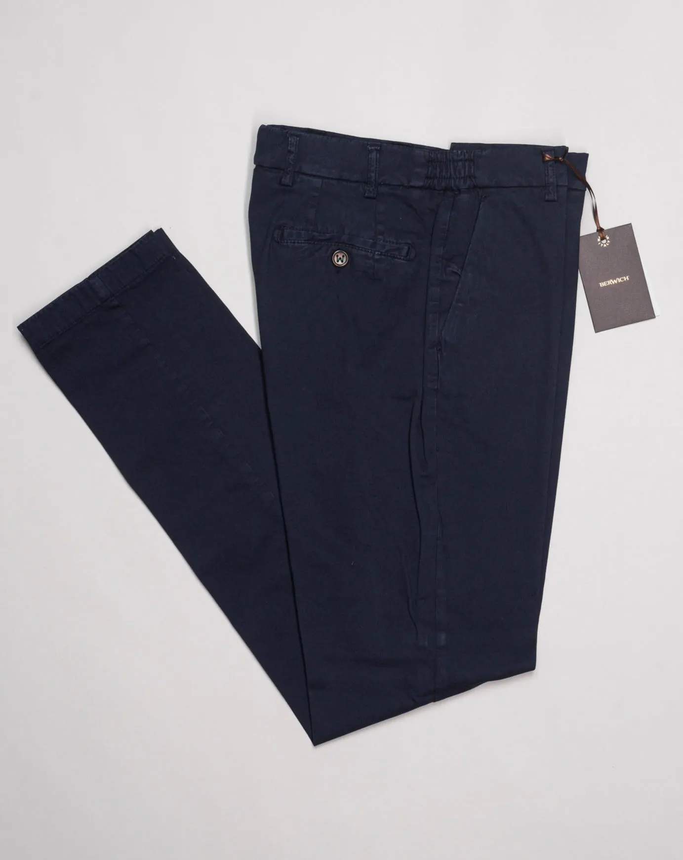 Berwich Morello Elax Garment Dyed Trousers / Navy