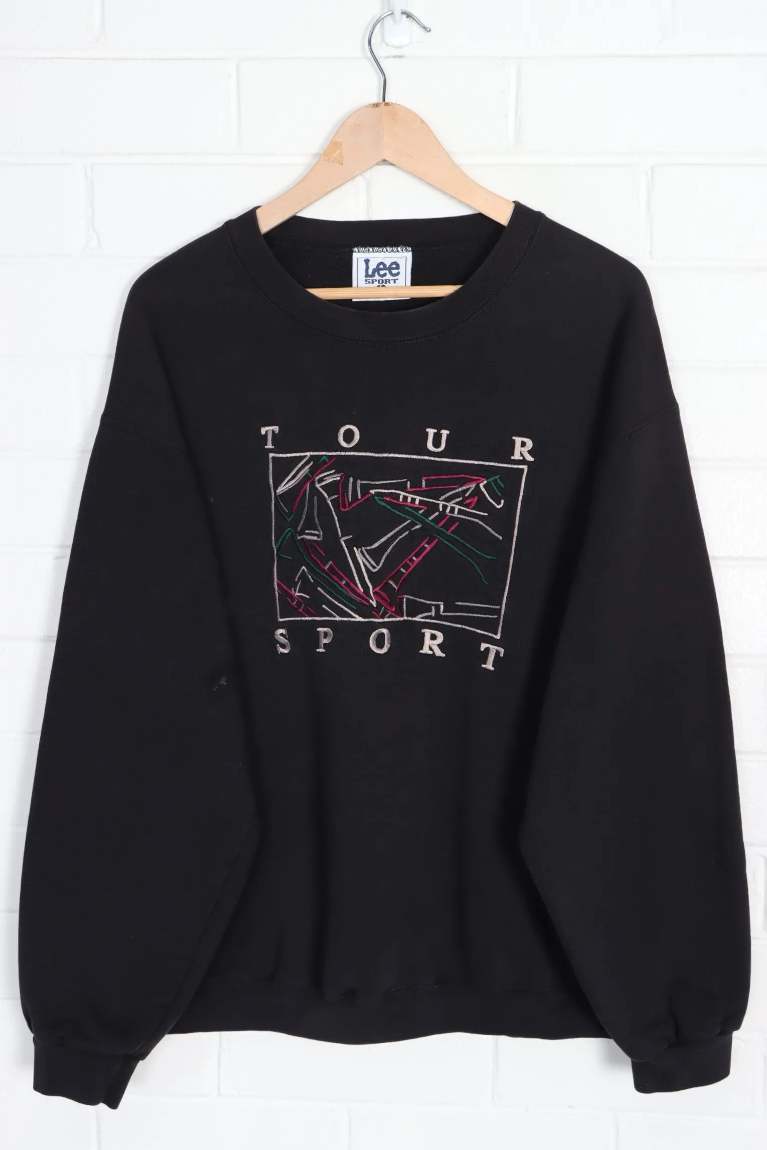 Black Embroidered "Tour Sport" LEE SPORT Sweatshirt USA Made (L)