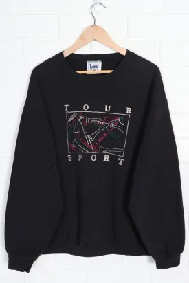 Black Embroidered "Tour Sport" LEE SPORT Sweatshirt USA Made (L)