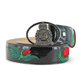 Black Patent Rose Leather Belt