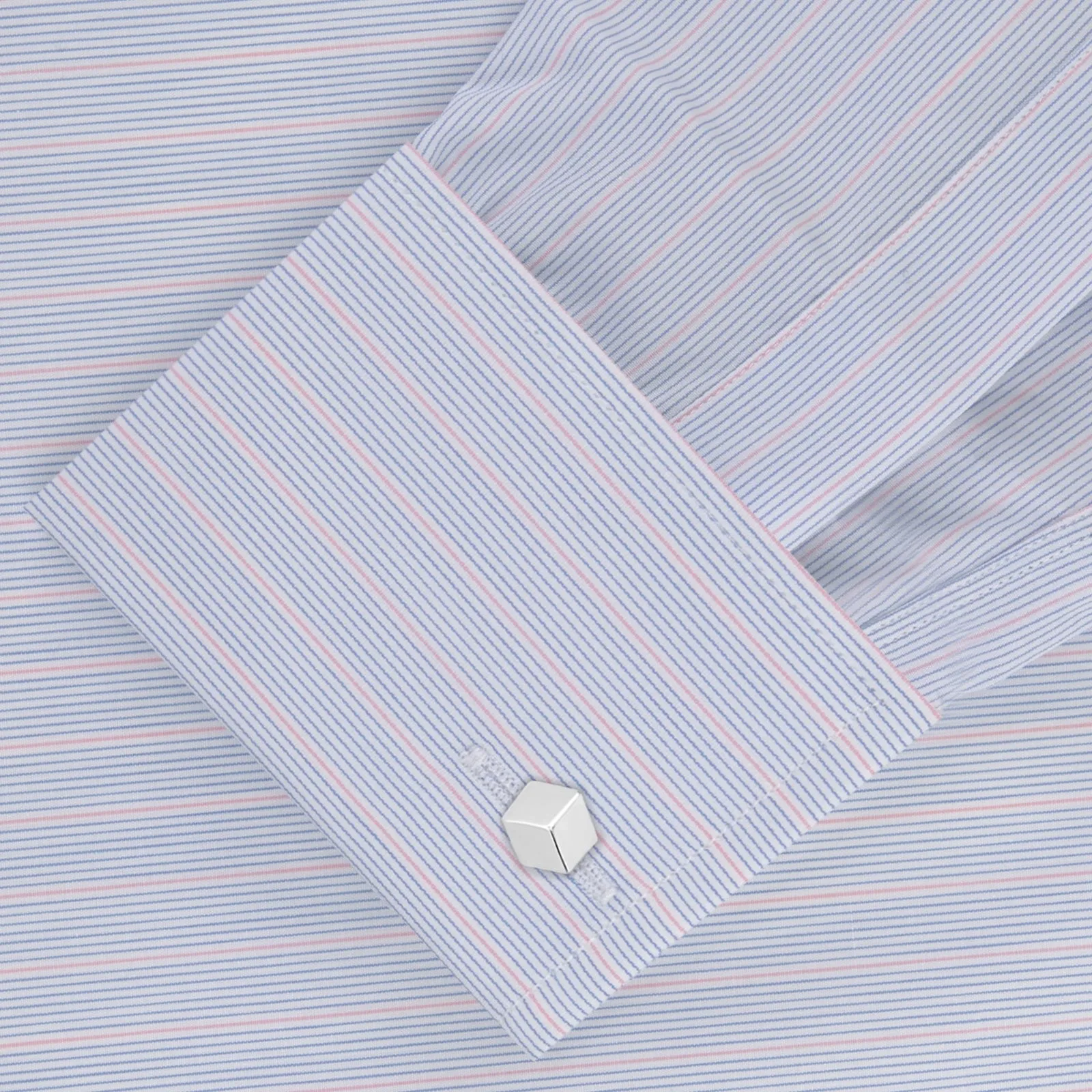 Blue and Pink Grouped Stripe Shirt with T&A Collar and Double Cuffs