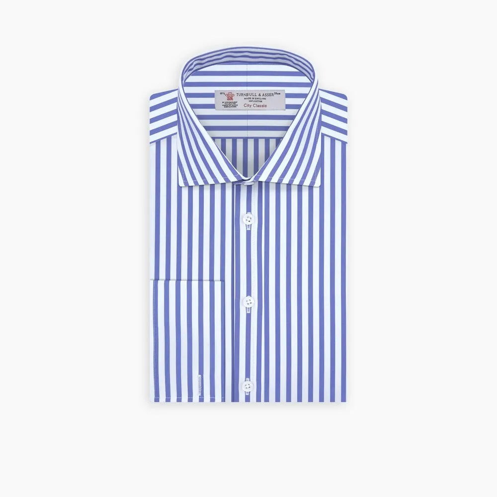 Blue and White Candy Stripe Shirt with Regent Collar and Double Cuffs