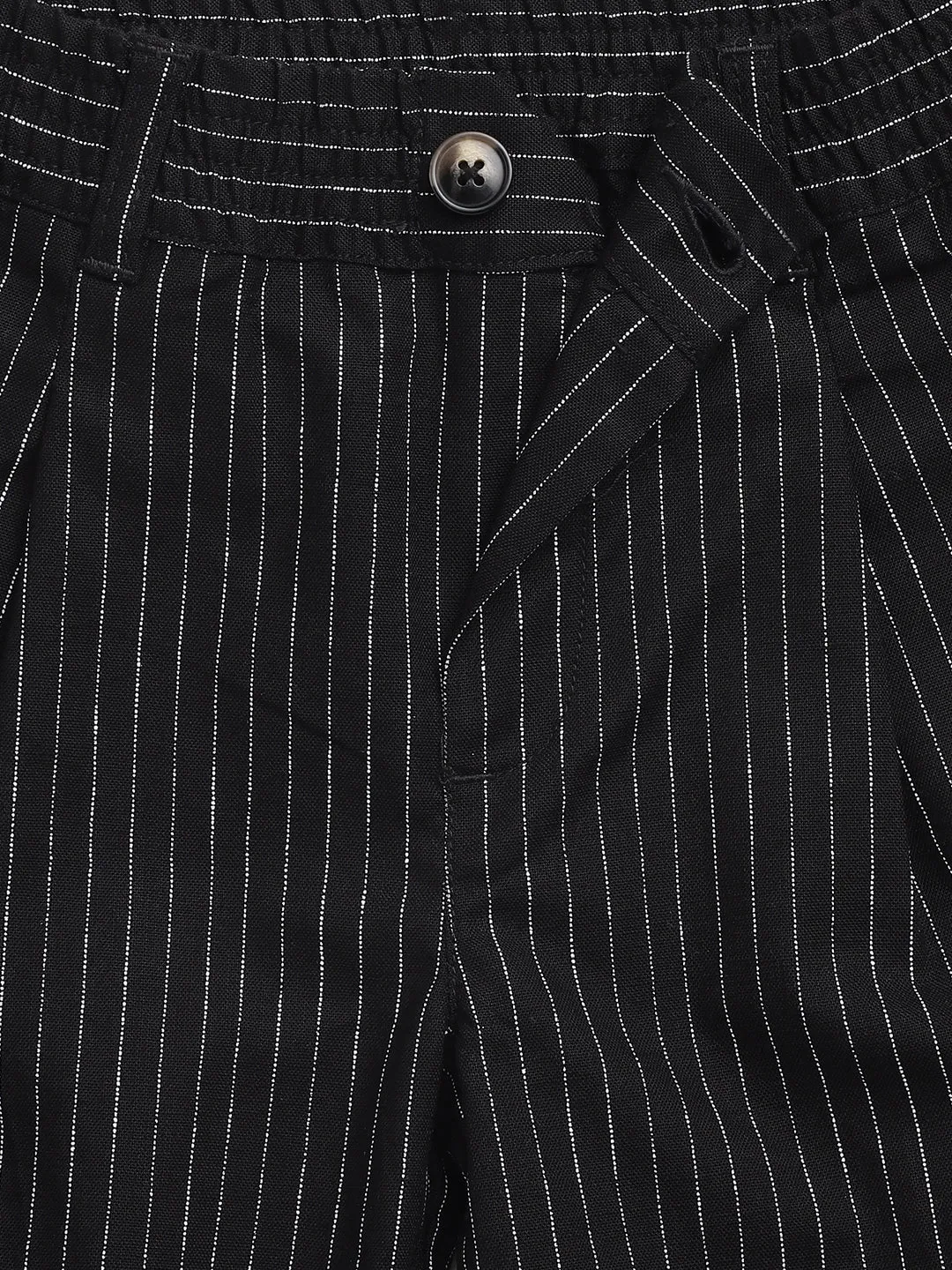 Blue Giraffe Boys Black Striped Regular Fit Trouser