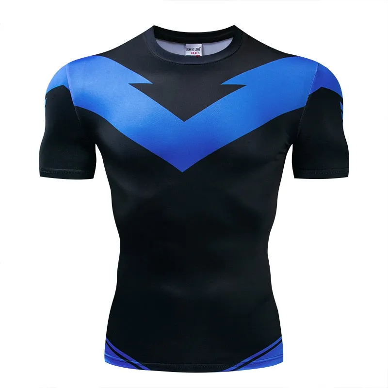 Blue NIGHTWING Short Sleeve Compression Shirt