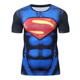 Blue SUPERMAN Short Sleeve Compression Shirt for Men