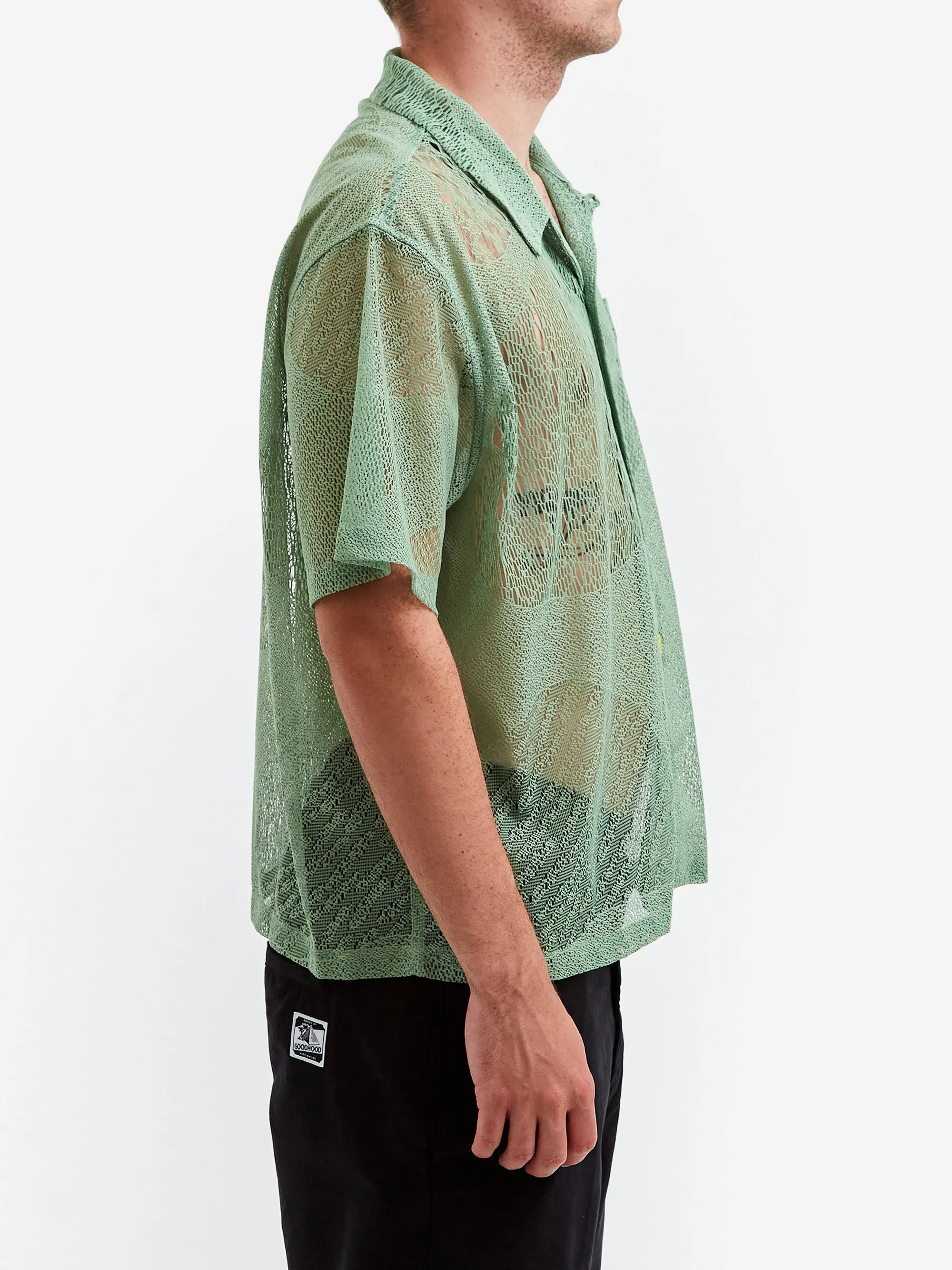 Brain Dead Engineered Mesh Short Sleeve Button Up - Green