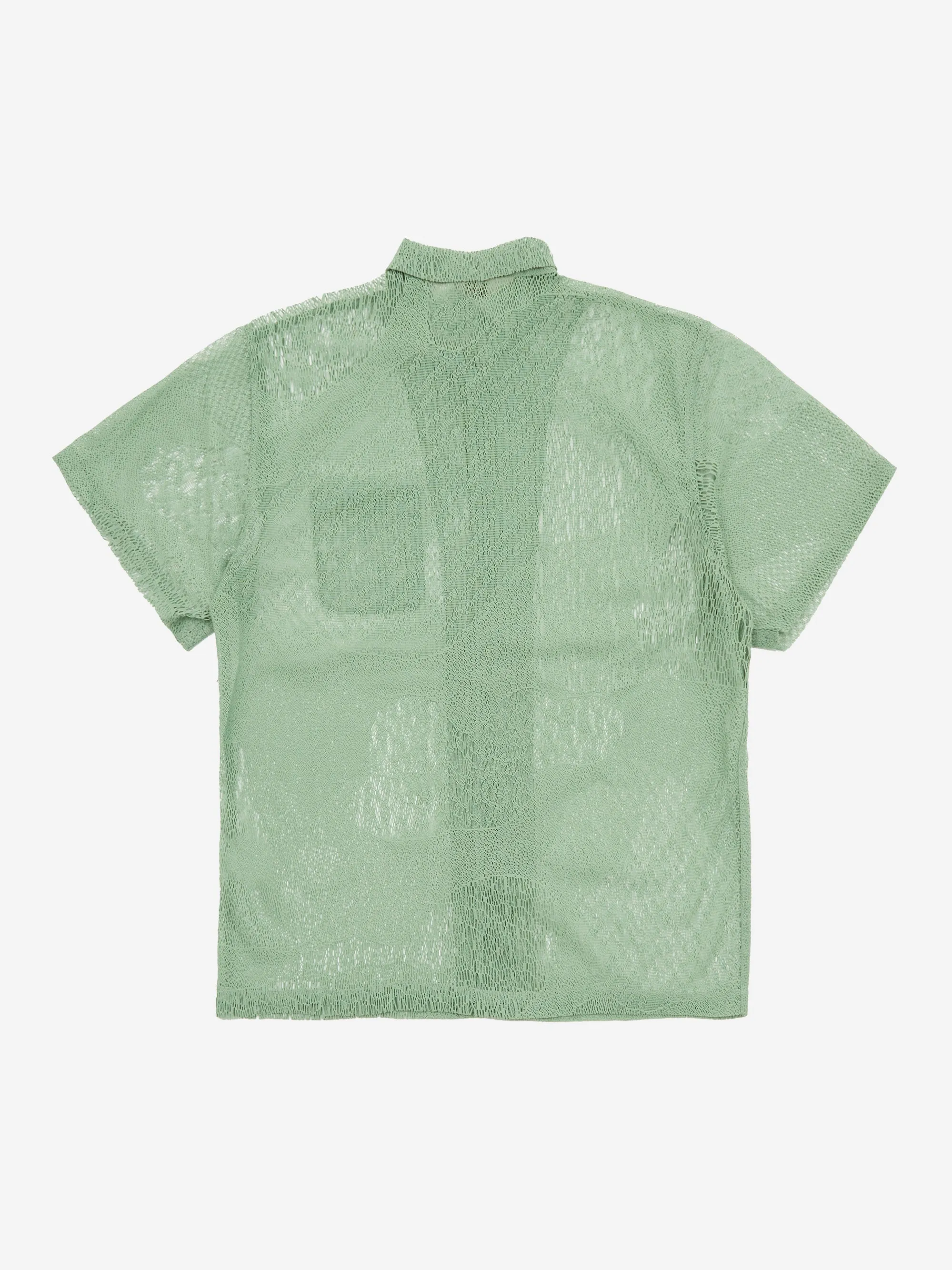 Brain Dead Engineered Mesh Short Sleeve Button Up - Green