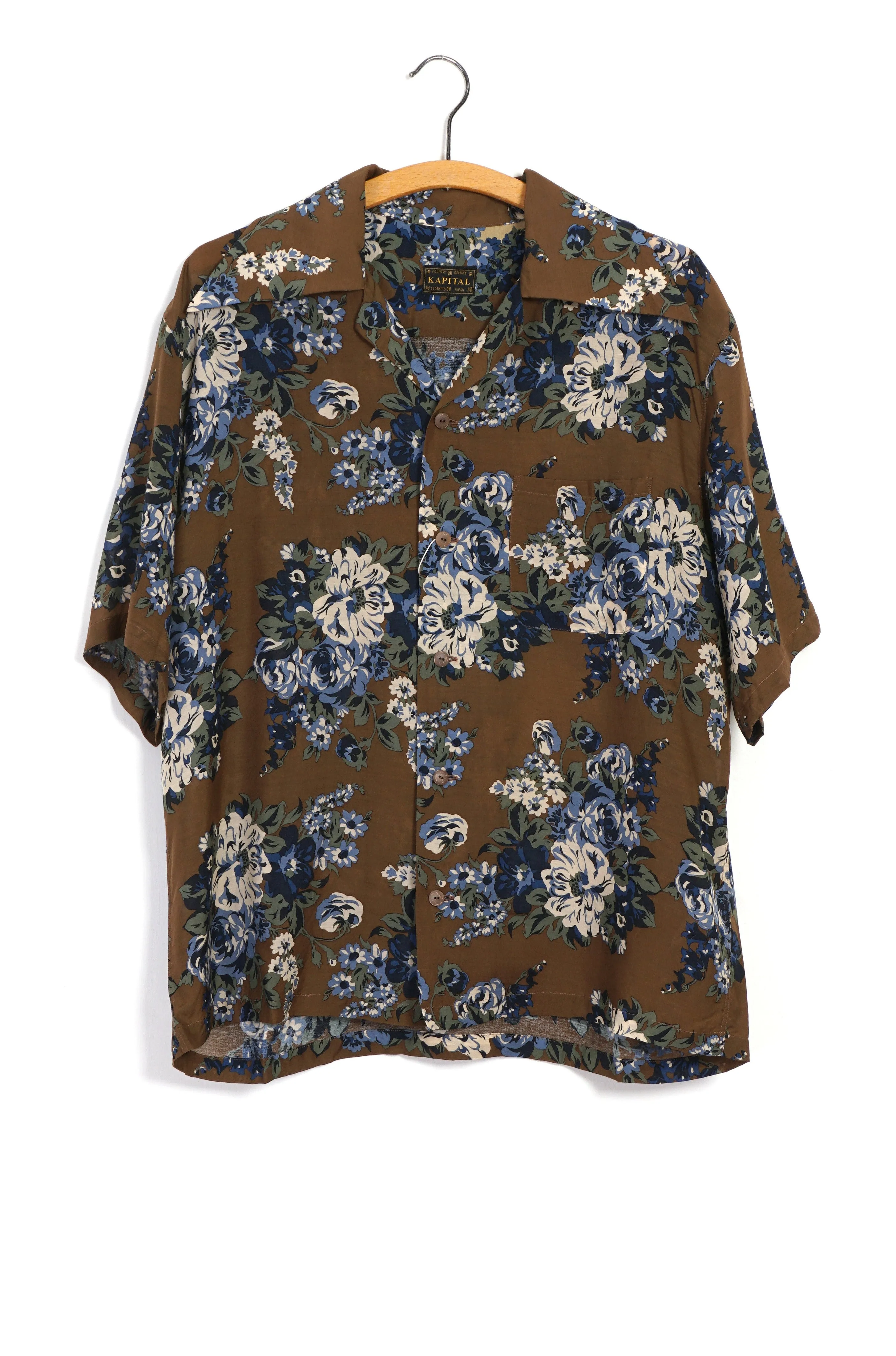 CHAMPETRE MARIA WRANGLE | Silk & Cupra Aloha Shirt | Brown/Khaki