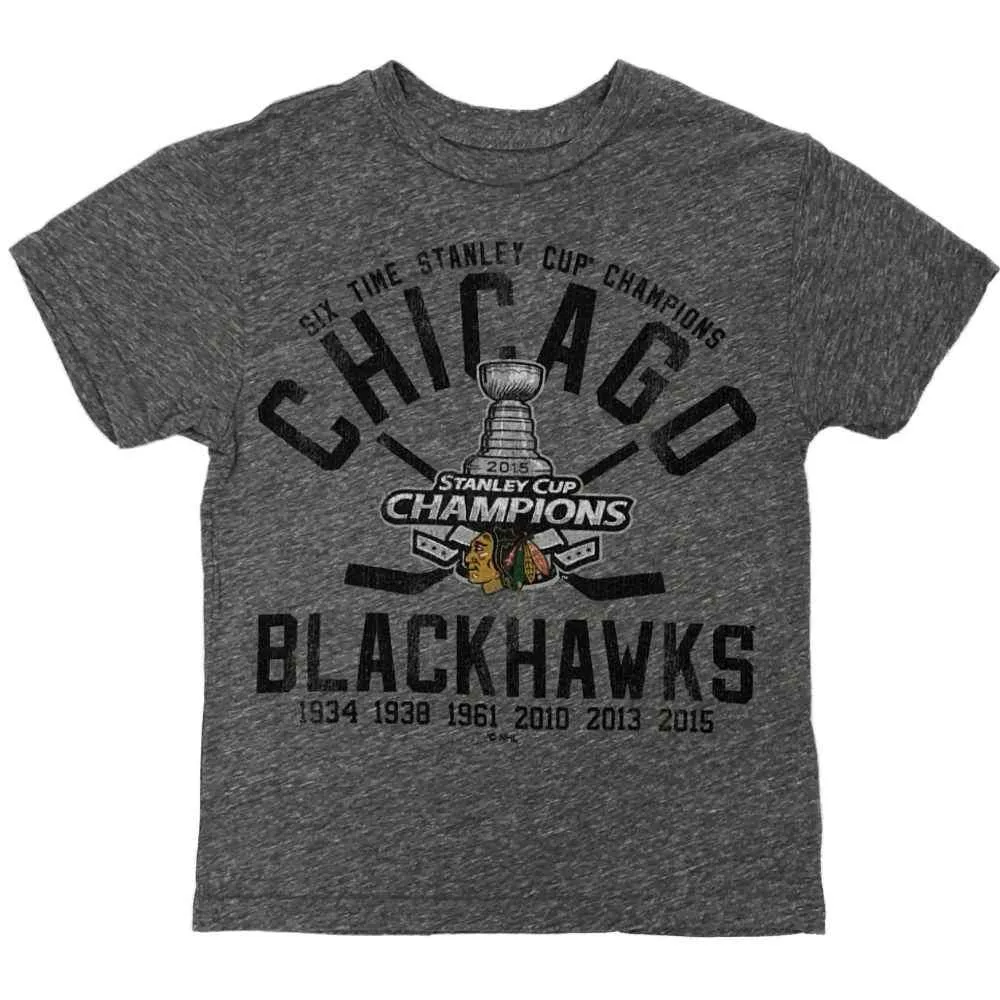 Chicago Blackhawks Retro Brand YOUTH Boys 2015 Stanley Cup Champions T-Shirt