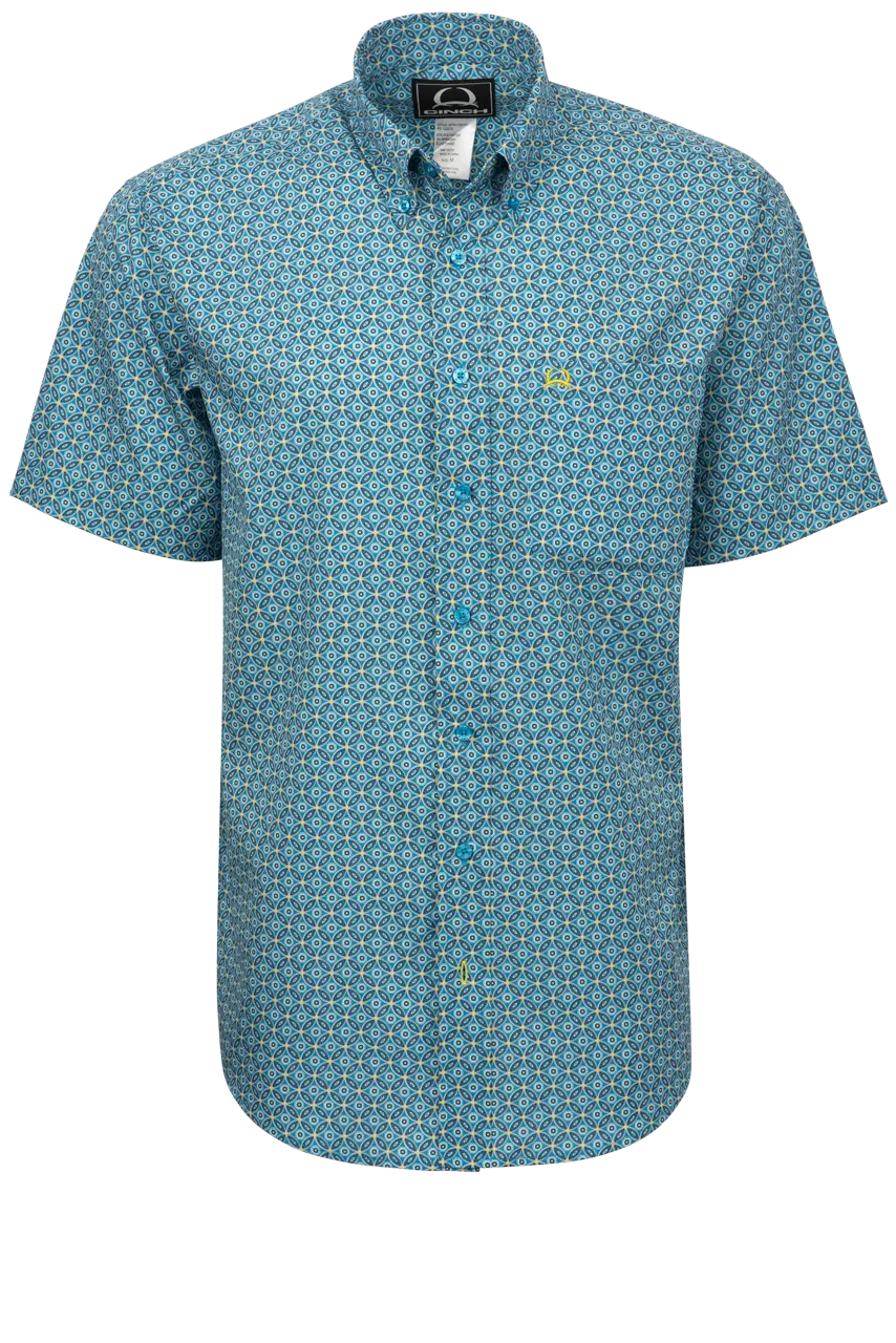 Cinch Arena Flex Button-Front Shirt - Blue Foulard