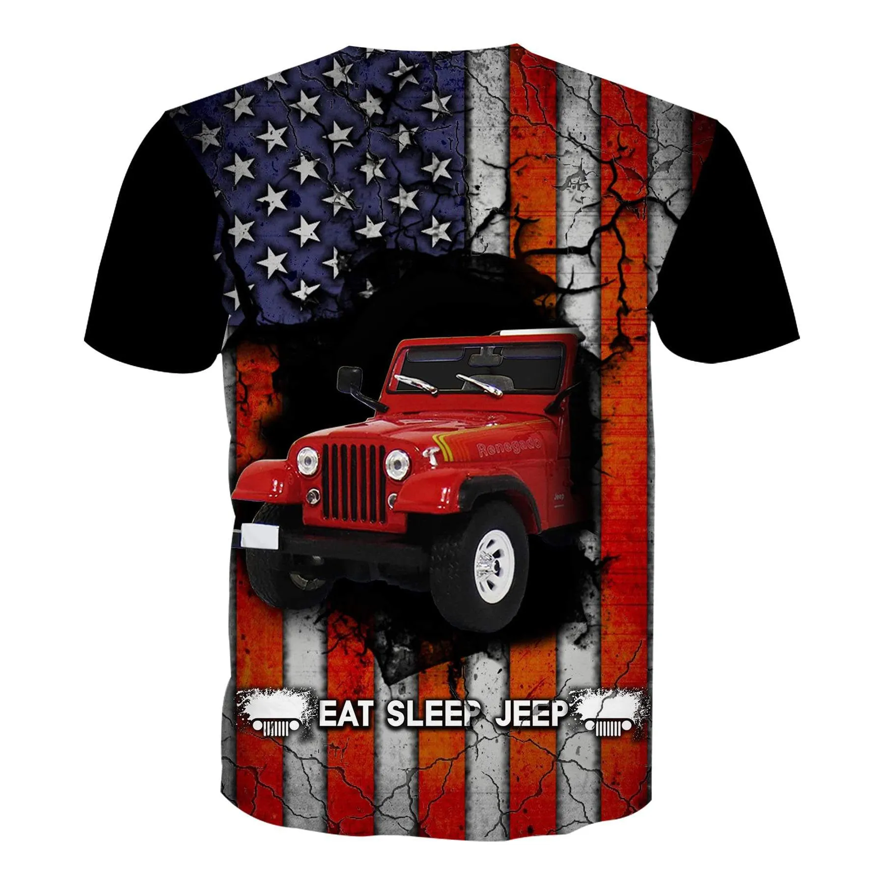 Eat Sleep Jeep CJ - US Flag T-Shirt