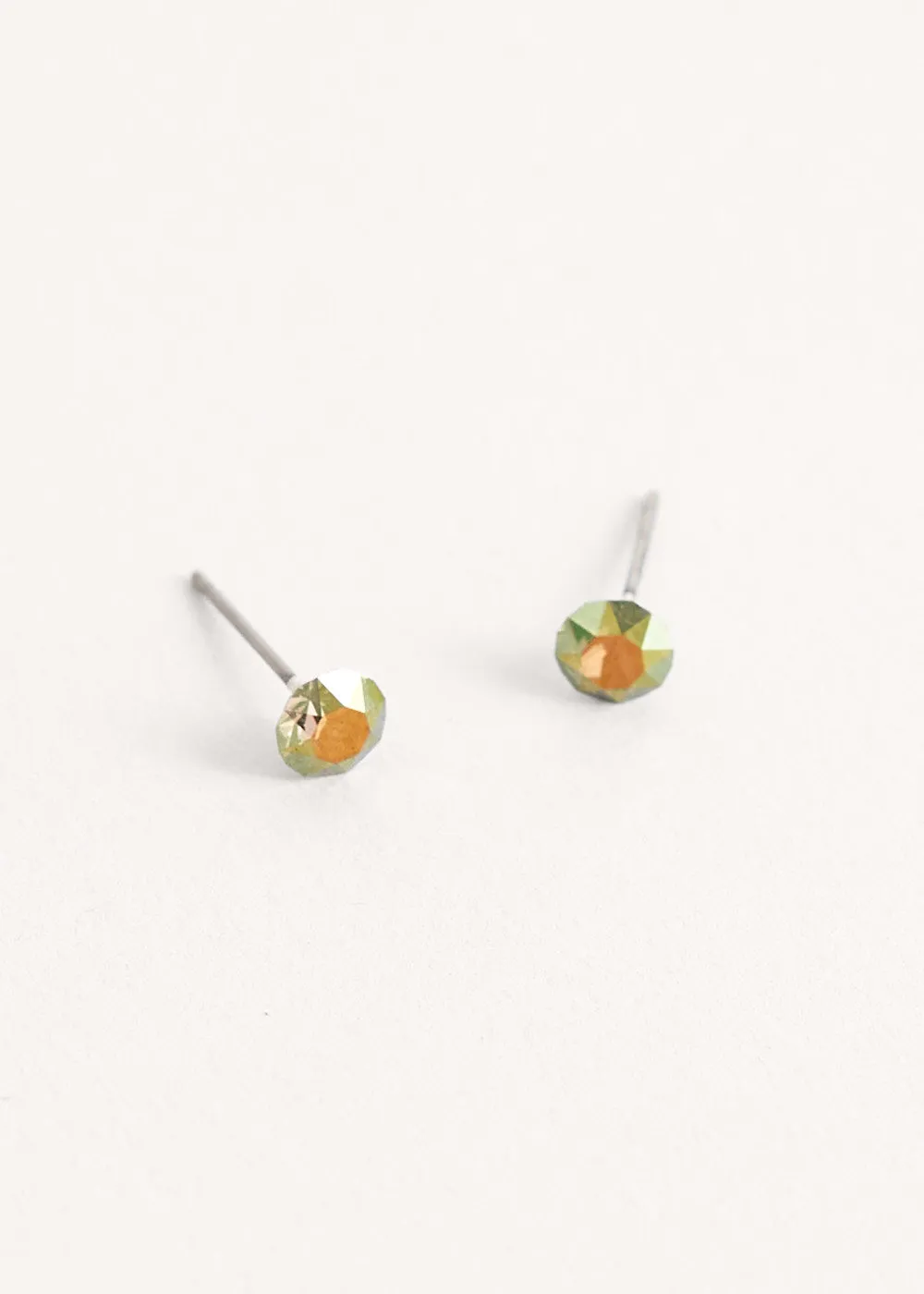 ELSIE CRYSTAL STUD EARRINGS - KHAKI