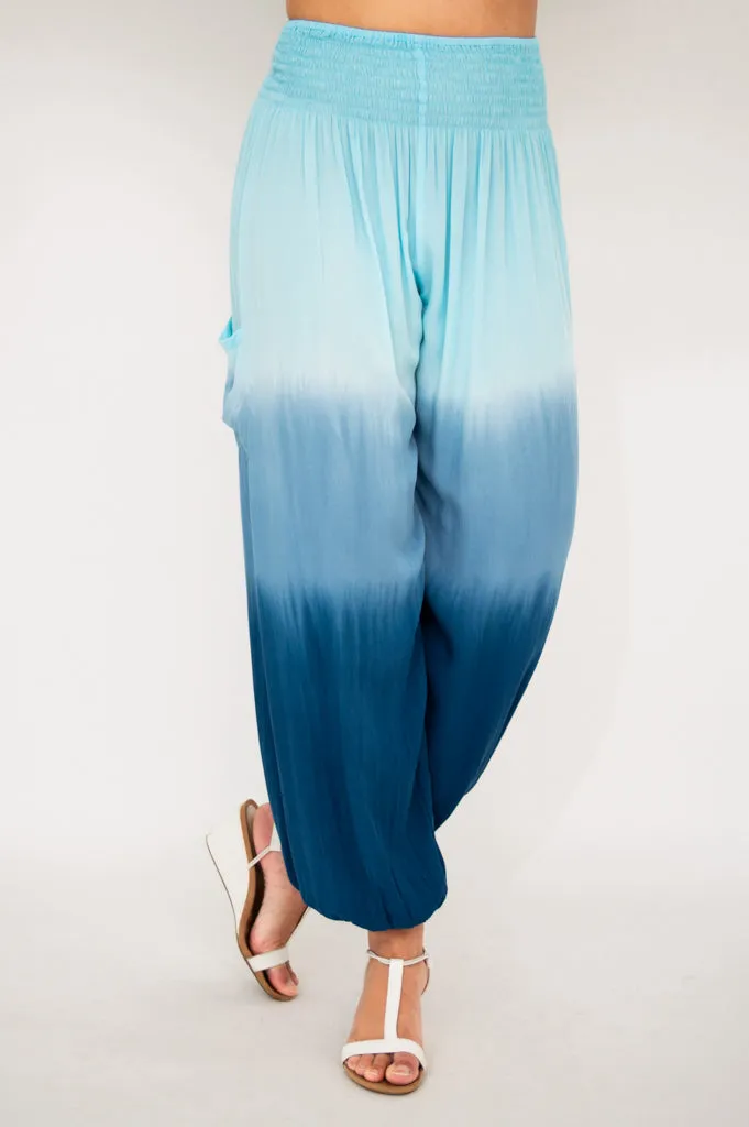 Embra Pants, Turquoise Dip-Dye