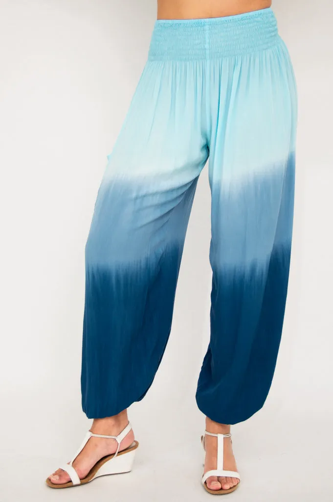 Embra Pants, Turquoise Dip-Dye