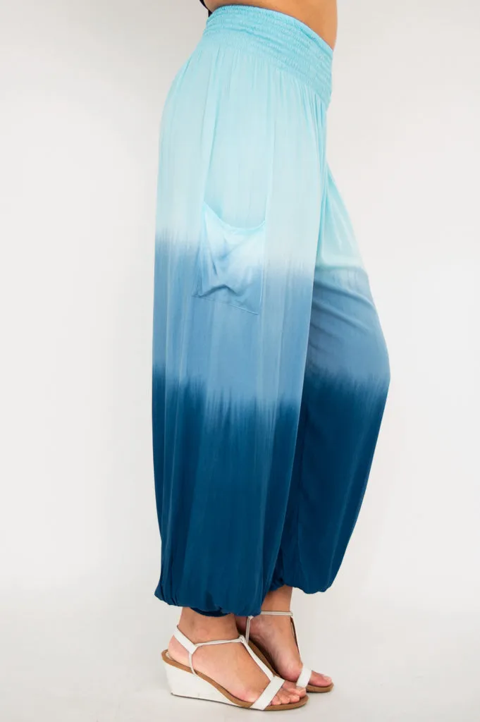 Embra Pants, Turquoise Dip-Dye