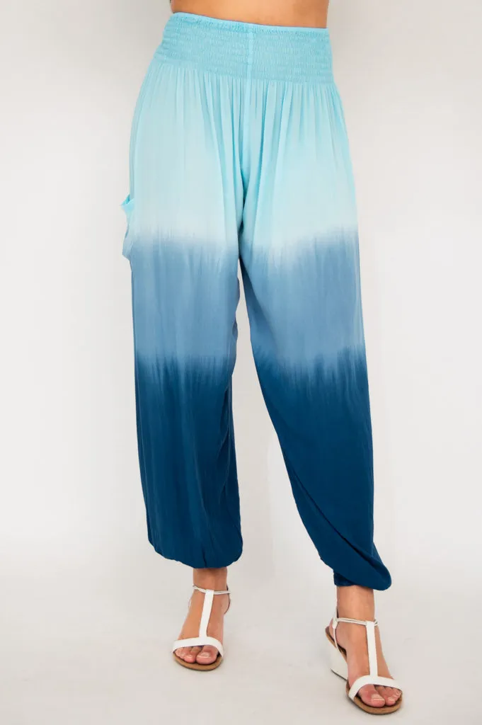 Embra Pants, Turquoise Dip-Dye