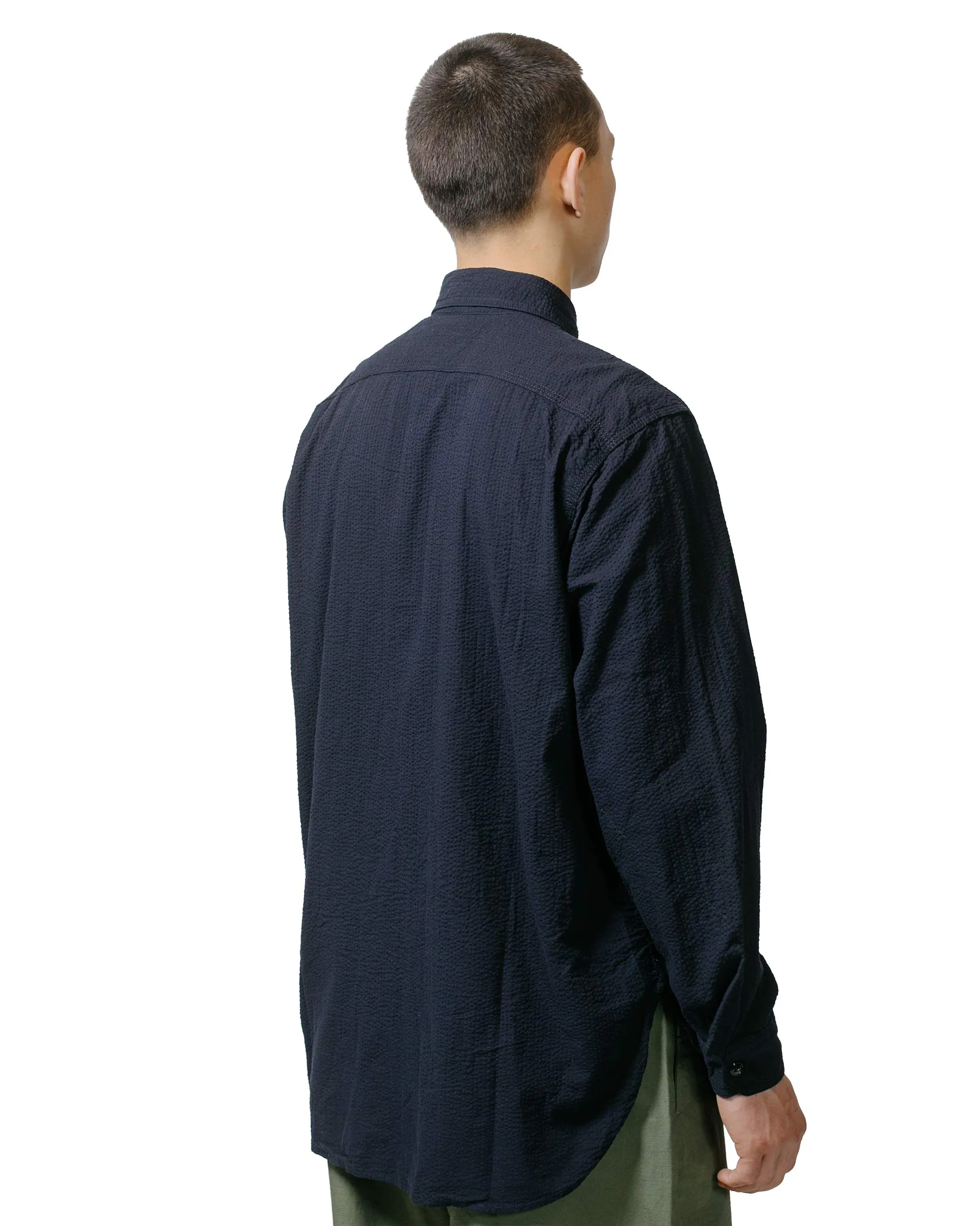 Engineered Garments Work Shirt Dark Navy Tone & Tone Seersucker