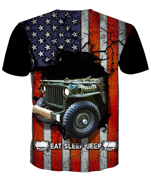 Ford GPW Military Jeep US Flag - Shirt