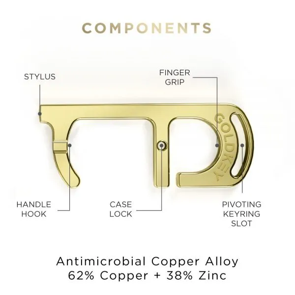 GoldKey Antimicrobial Hand Tool & Stylus with Containment Case and Keychain