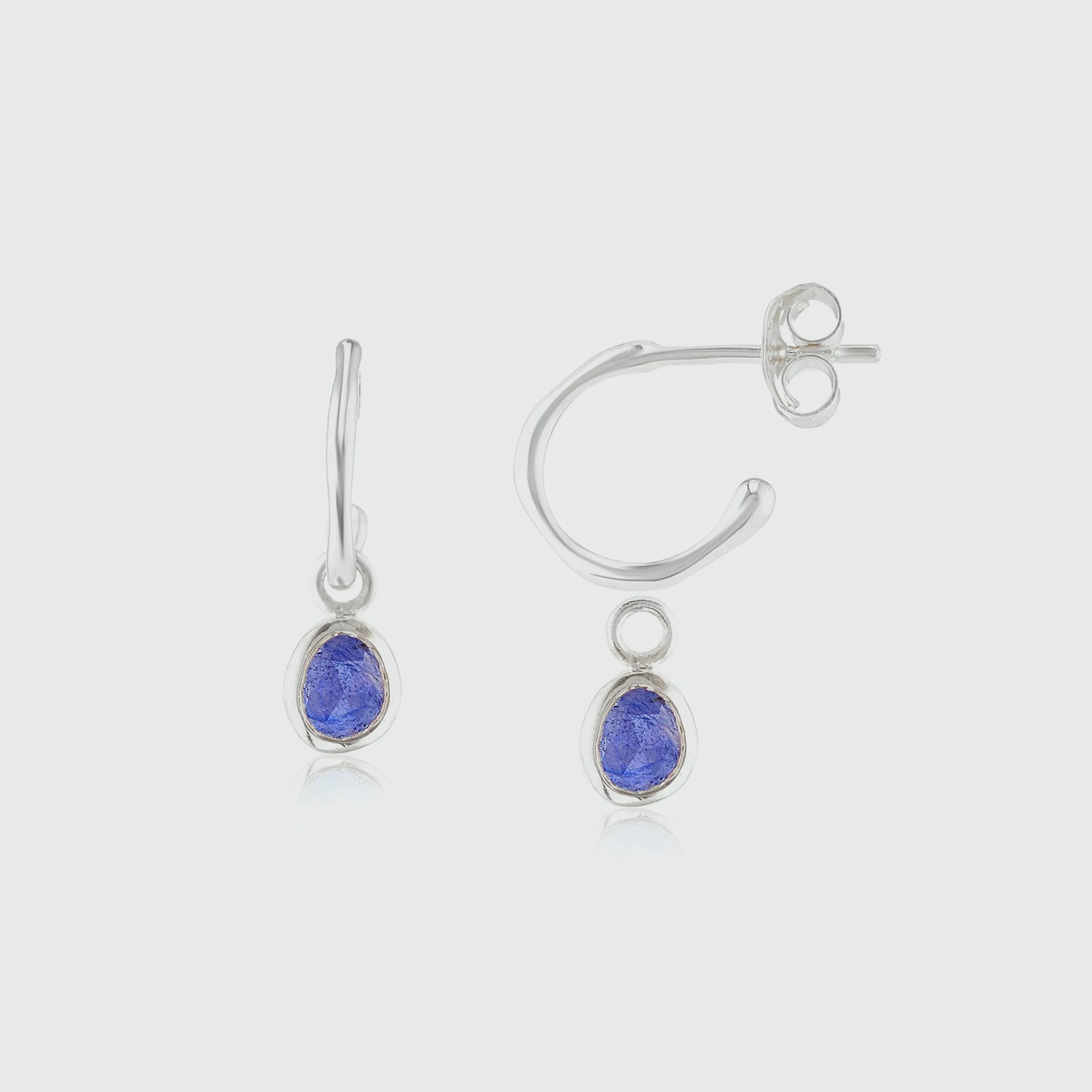 Hampton Sapphire & Silver Interchangeable Gemstone Earrings