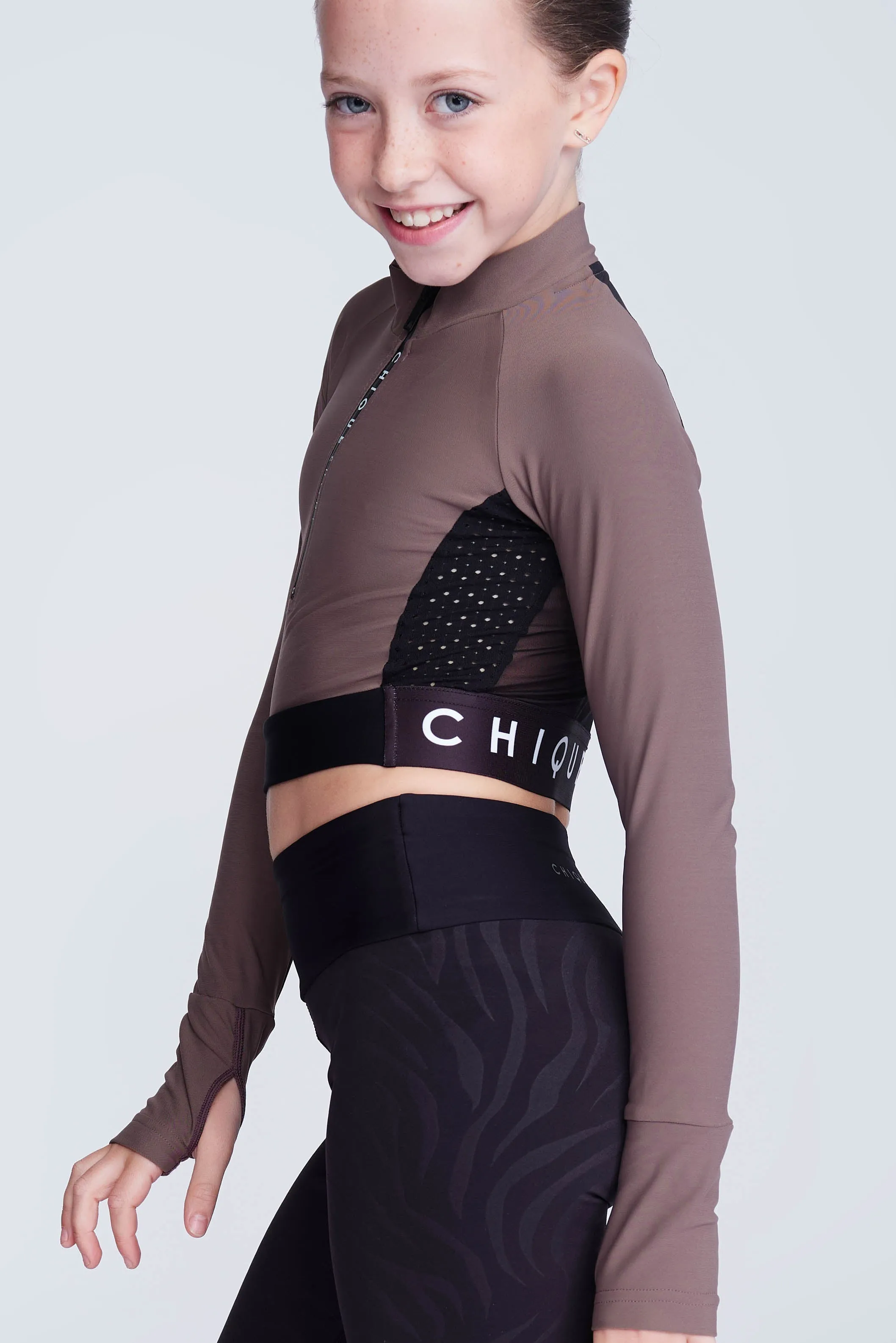 Ignite Long-Sleeve Crop in Taupe