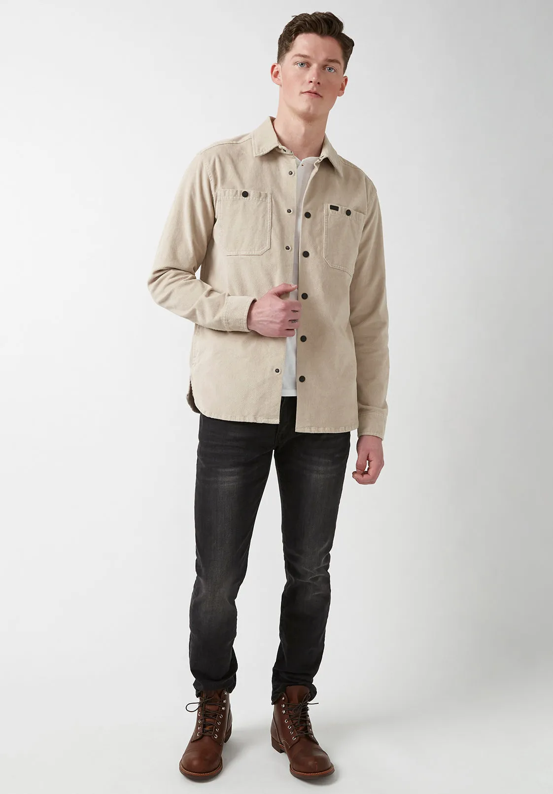 Jafar Men's Shacket in Milk - BPM14374