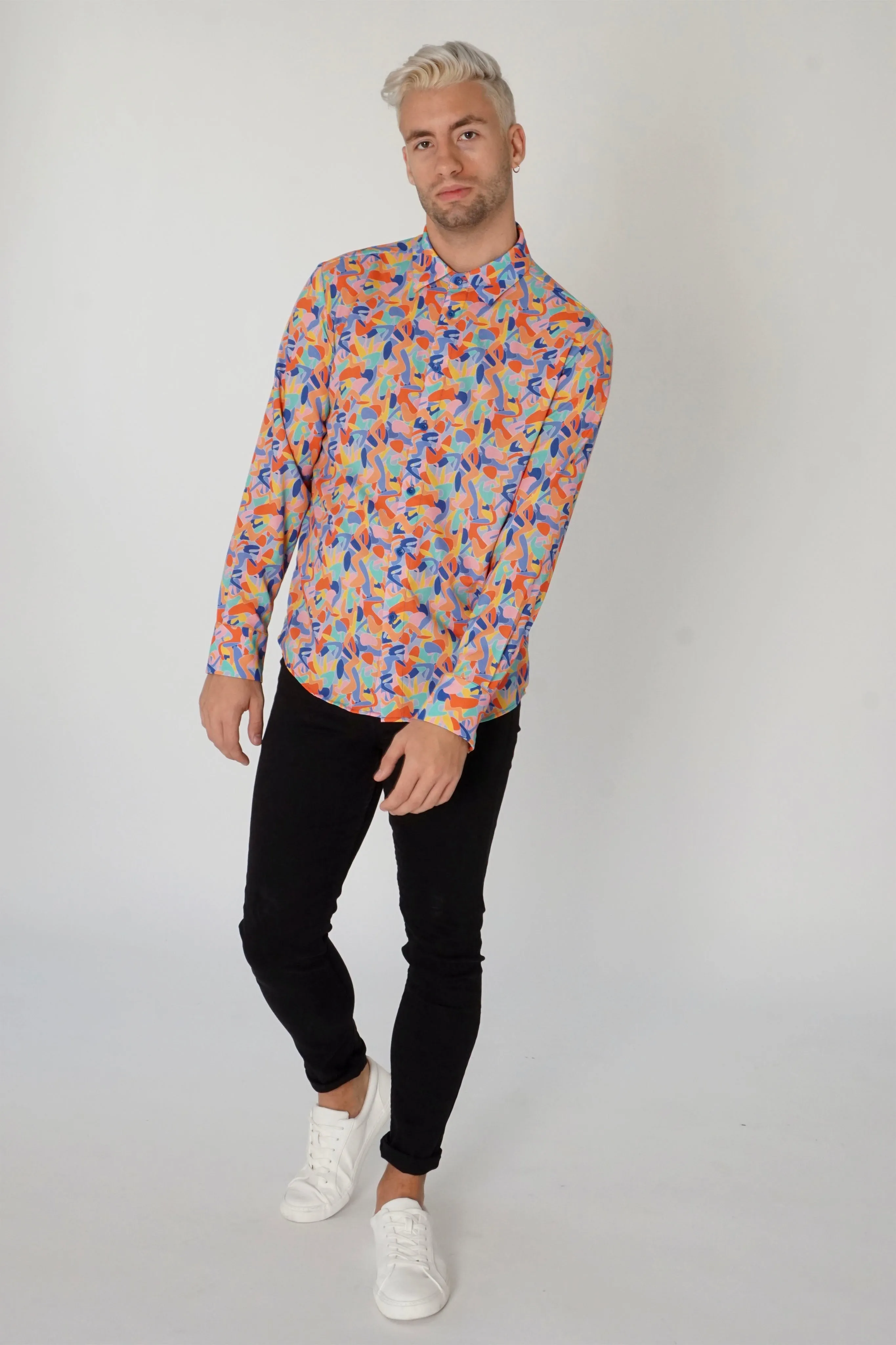 Men's Classic Long Sleeve Shirt in Kefi Print