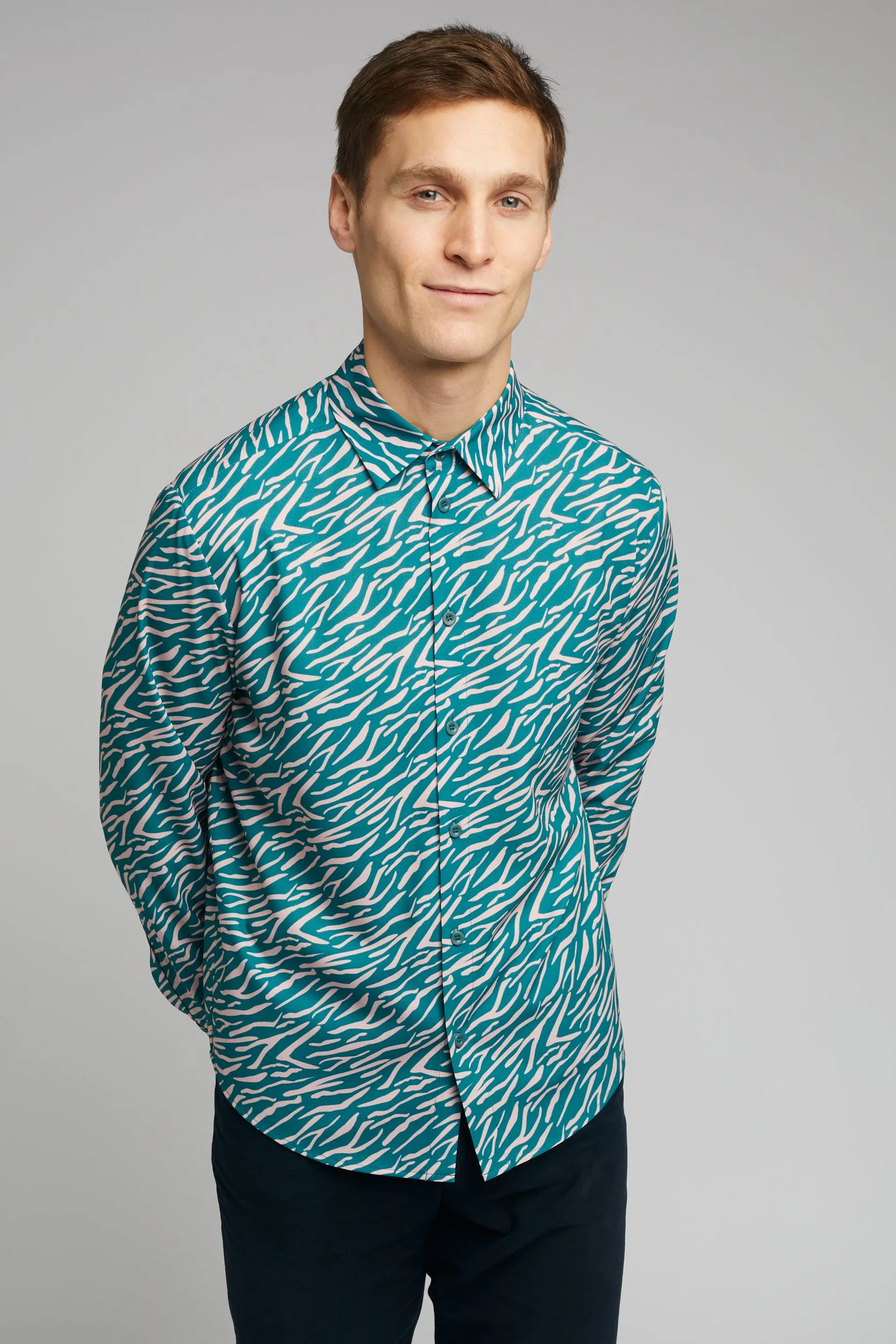 Men's Classic Long Sleeve Shirt in Shima Print