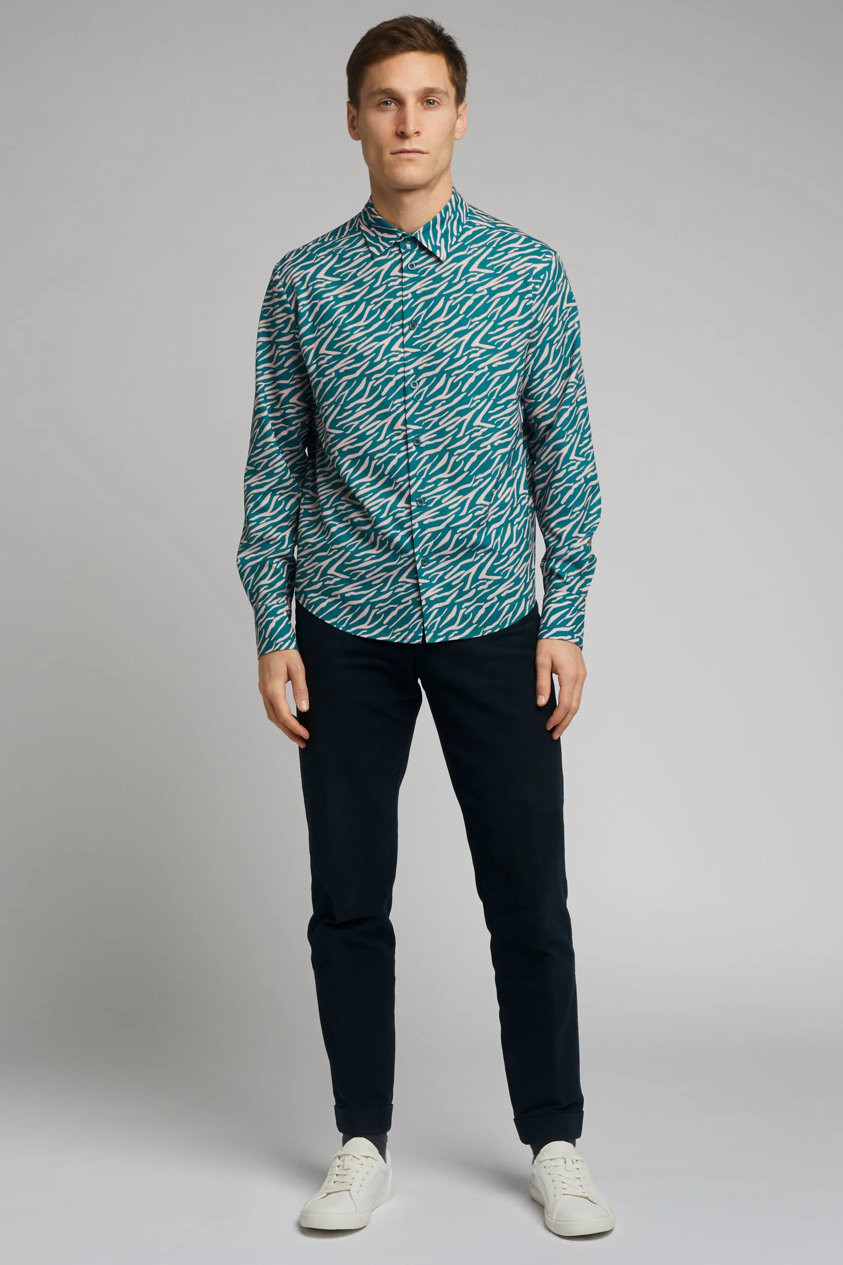 Men's Classic Long Sleeve Shirt in Shima Print