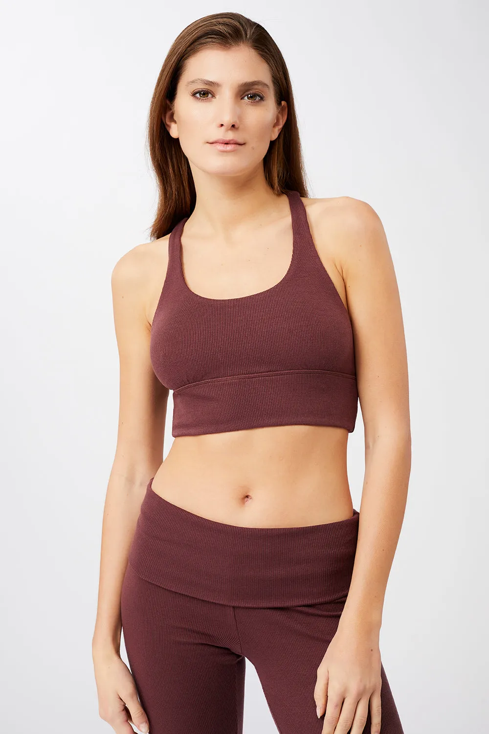 New Ripped Studio Bra   Ribbed Rolldown (Ruby)