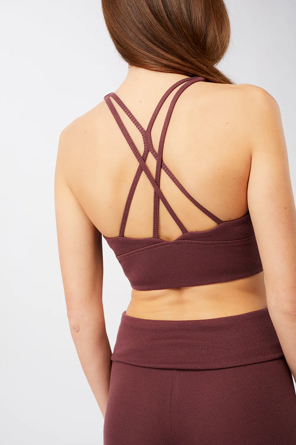 New Ripped Studio Bra   Ribbed Rolldown (Ruby)