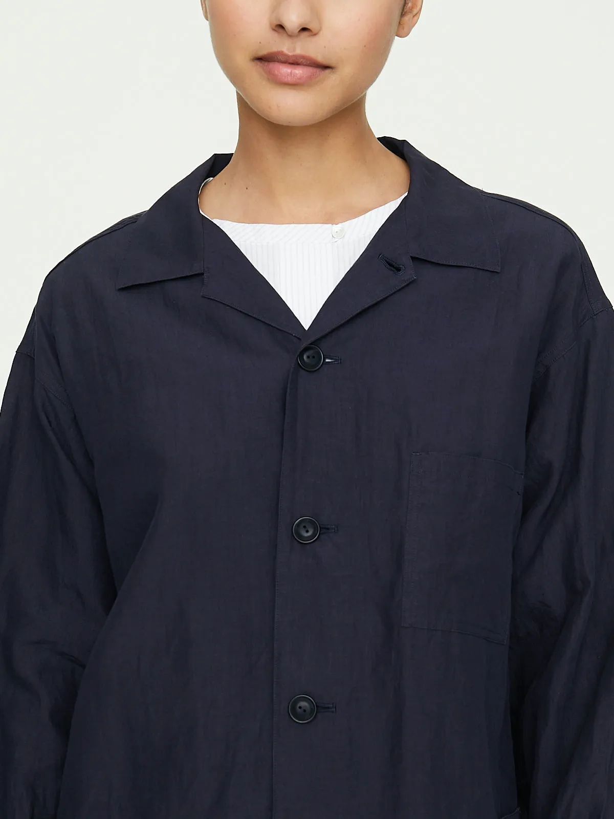 Open Collar Work Shirt in Deep Violet