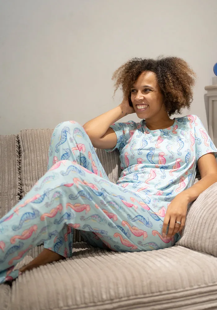 Pearlie Sea Horse Print Pyjama Set