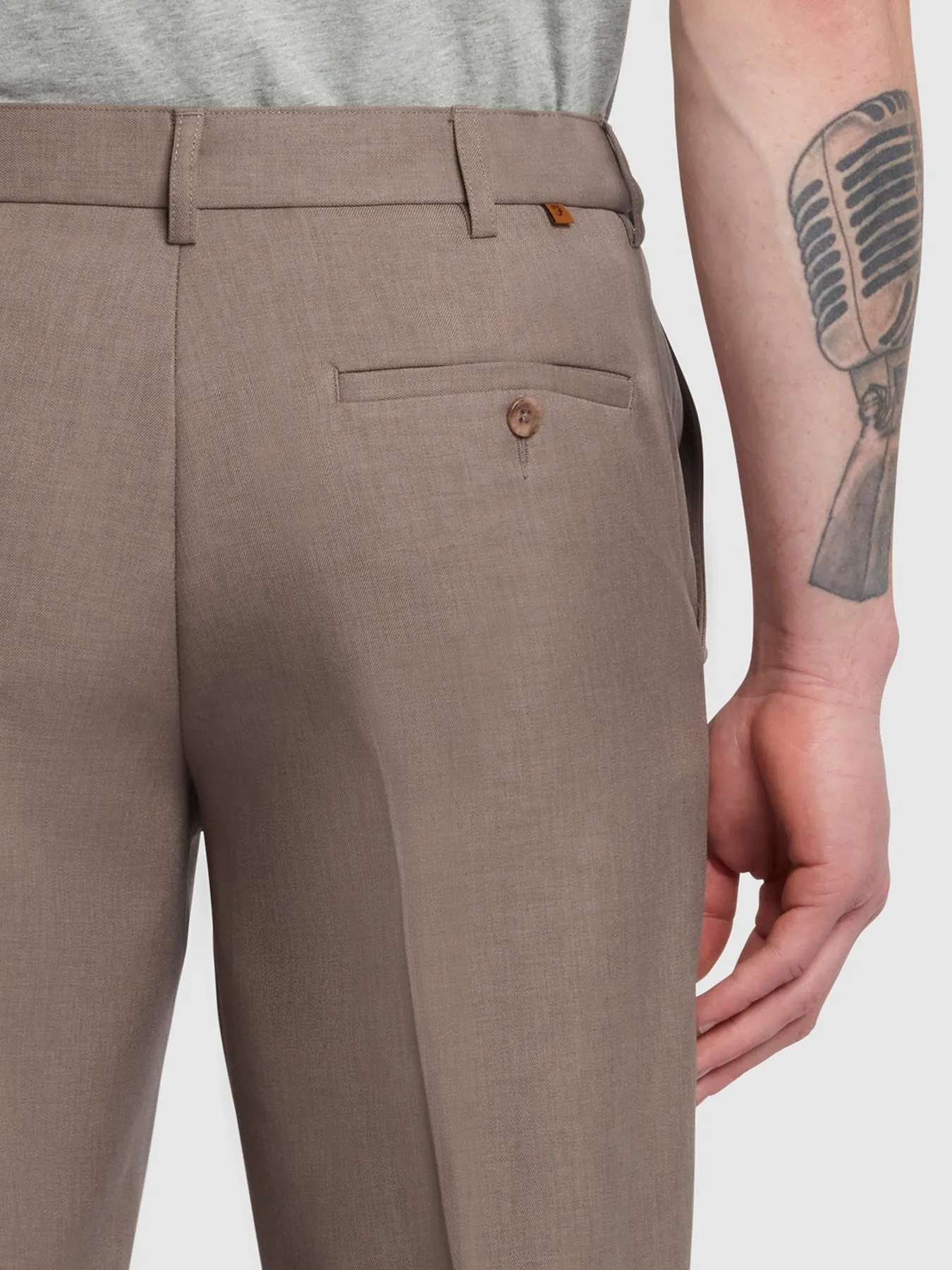 Roachman Flexi Waist Trousers In Dark Taupe