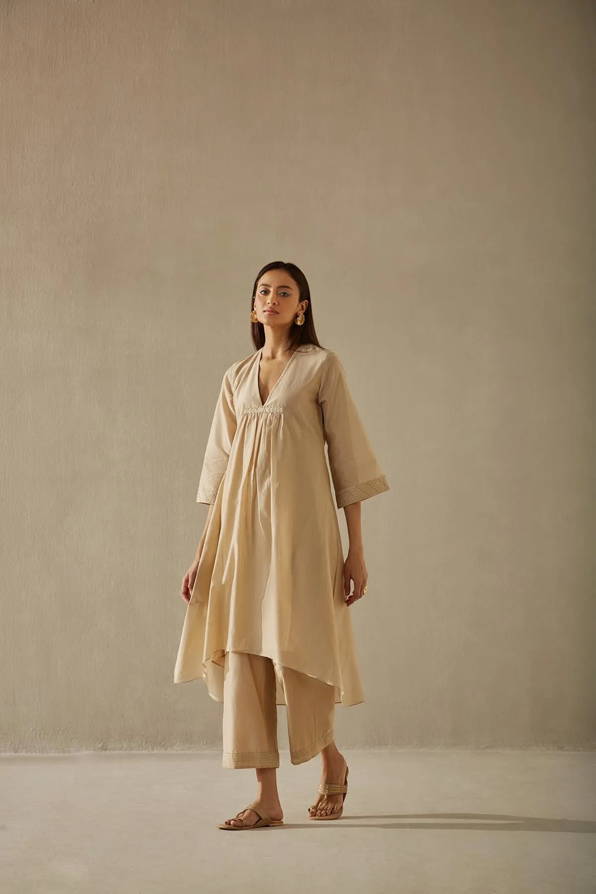 Silk Chanderi Zari Kurta Set